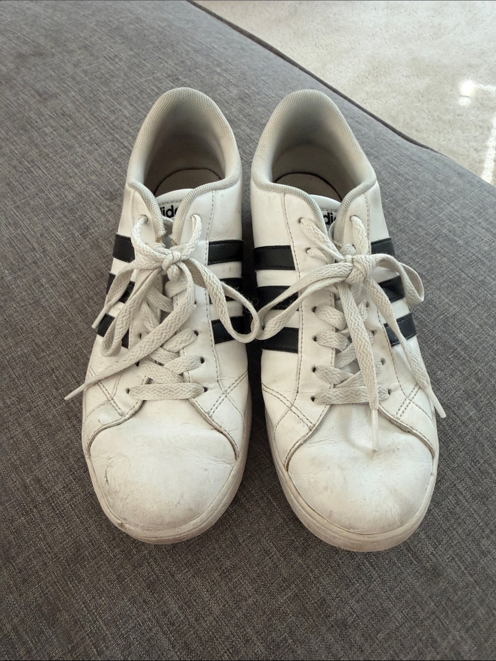 adidas White Sneakers with Black Stripes